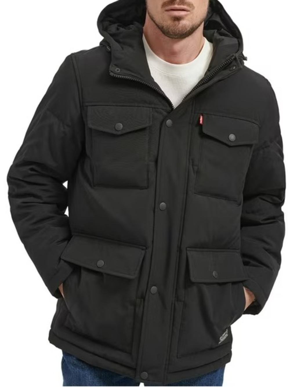 NWT Levi’s Black Puffer Hooded Parka Jacket Size Large